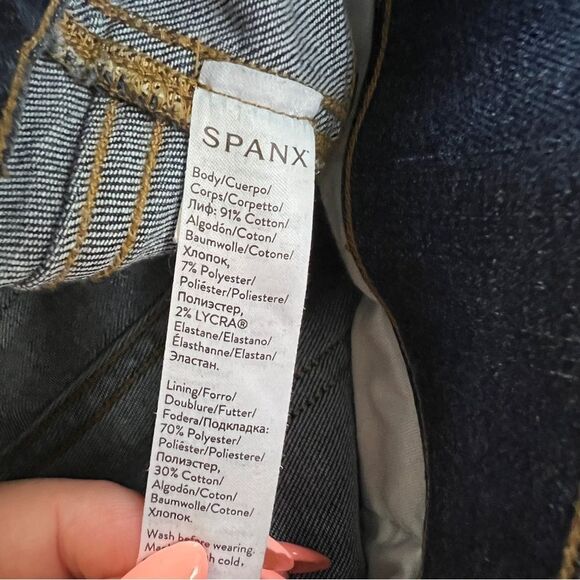 SPANX Flare Midnight Shade High Rise Pull-On Stretch Jeans Dark Wash XL - Picture 9 of 10